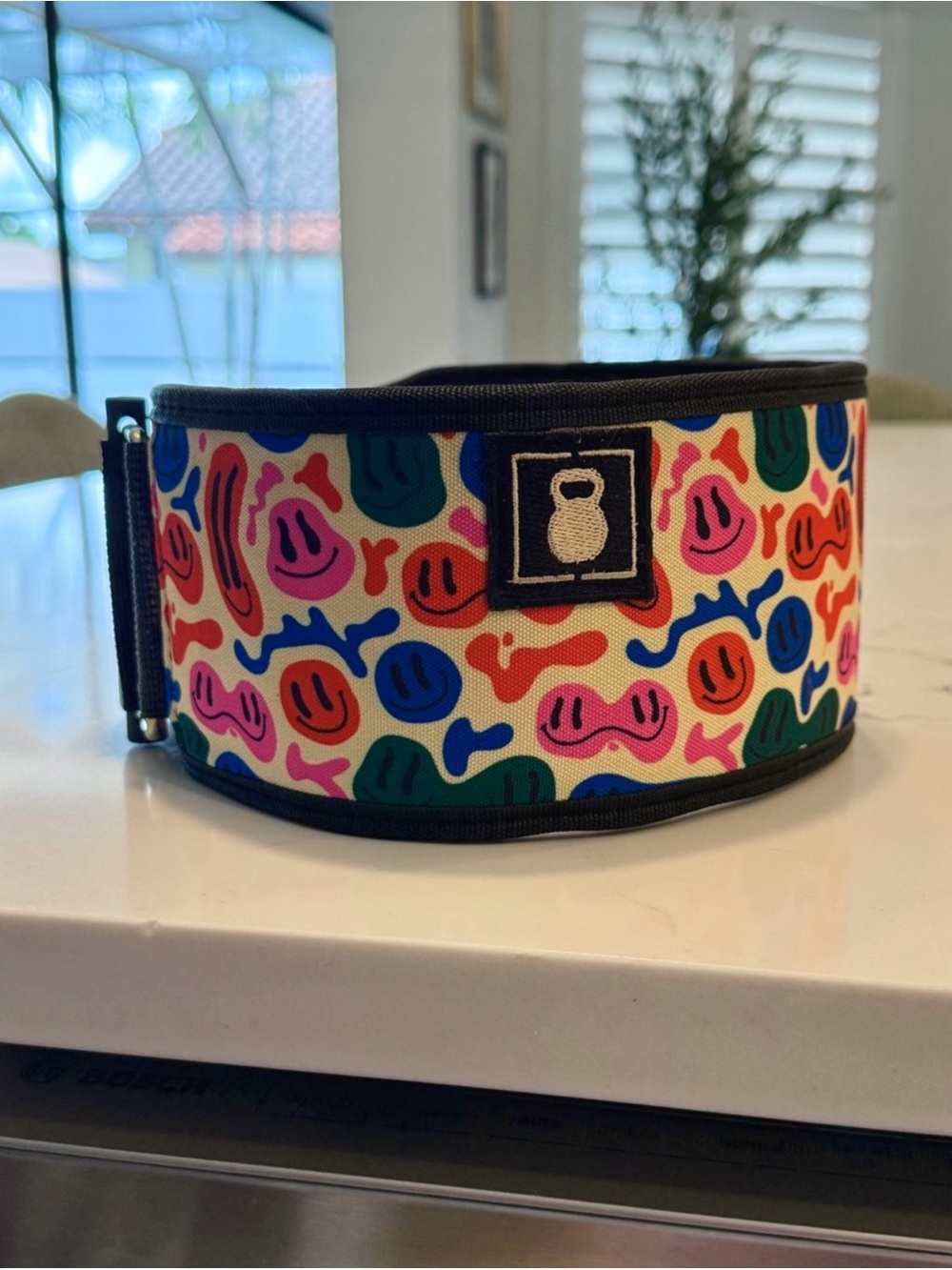 Colorful Smiley Pattern Weightlifting Belt